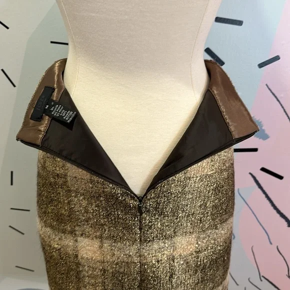 JCrew Collection Metallic Plaid Italian Wool Pencil Skirt - Picture 4 of 8